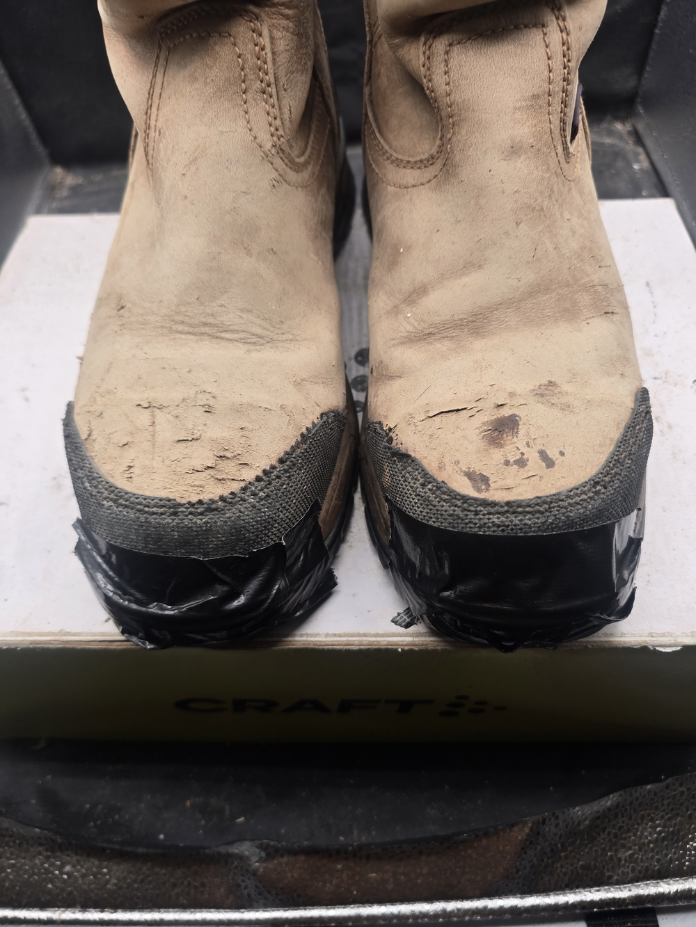 Red Wing Shoes Tan Work Boots with Black Reinforced Toe